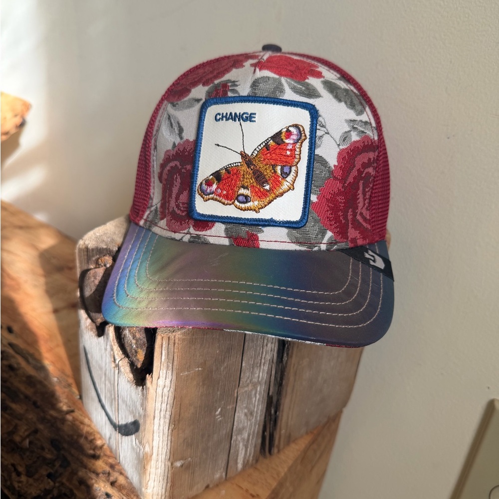 Goorin Bros “Change” Red and Multicolor Butterfly Trucker Hat